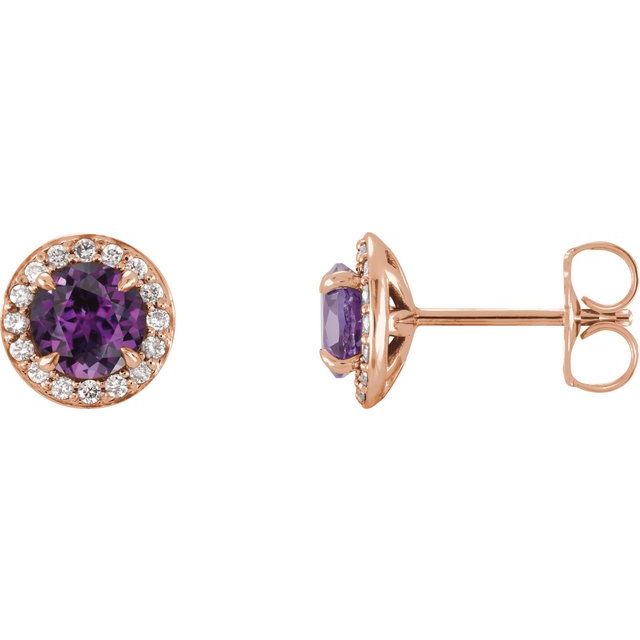 Round 5mm Lab-Grown Alexandrite & 1/8 CTW Natural Diamond Earrings