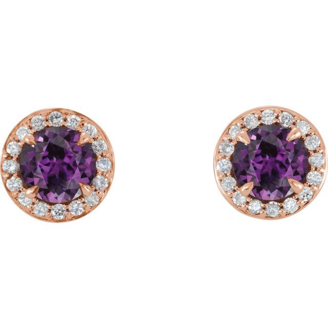 Round 5mm Lab-Grown Alexandrite & 1/8 CTW Natural Diamond Earrings