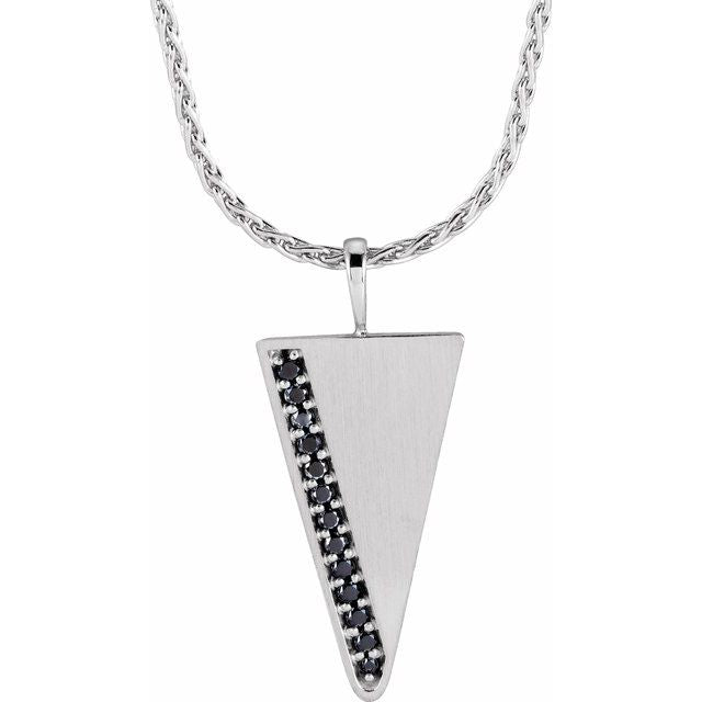 1/6 CTW Natural Black Diamond Triangle Necklace