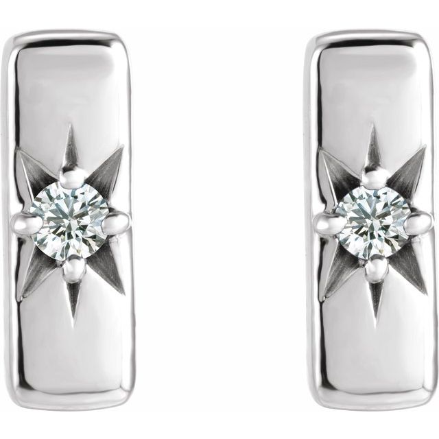 Round .07 CTW Lab-Grown Diamond Starburst Bar Earrings