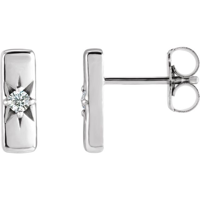 Round .07 CTW Lab-Grown Diamond Starburst Bar Earrings