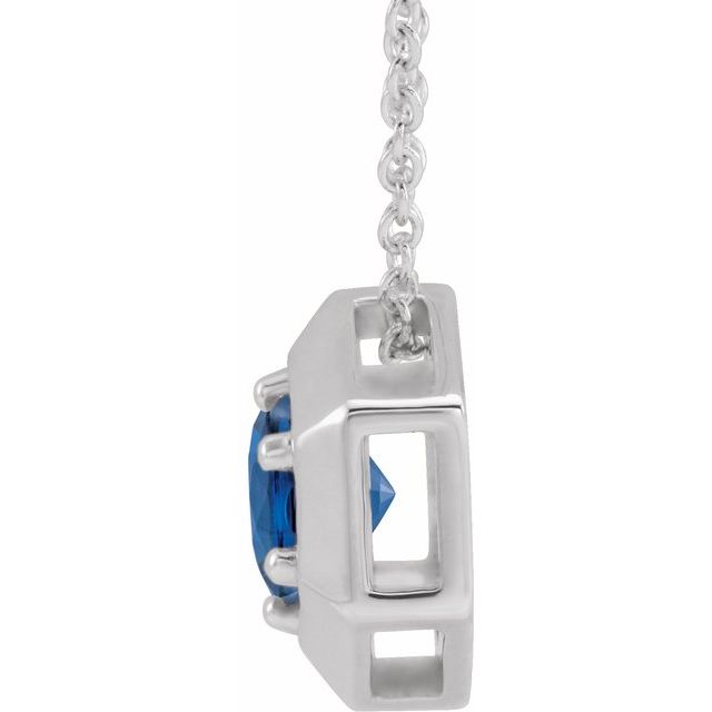 Round Natural Blue Sapphire Geometric Necklace