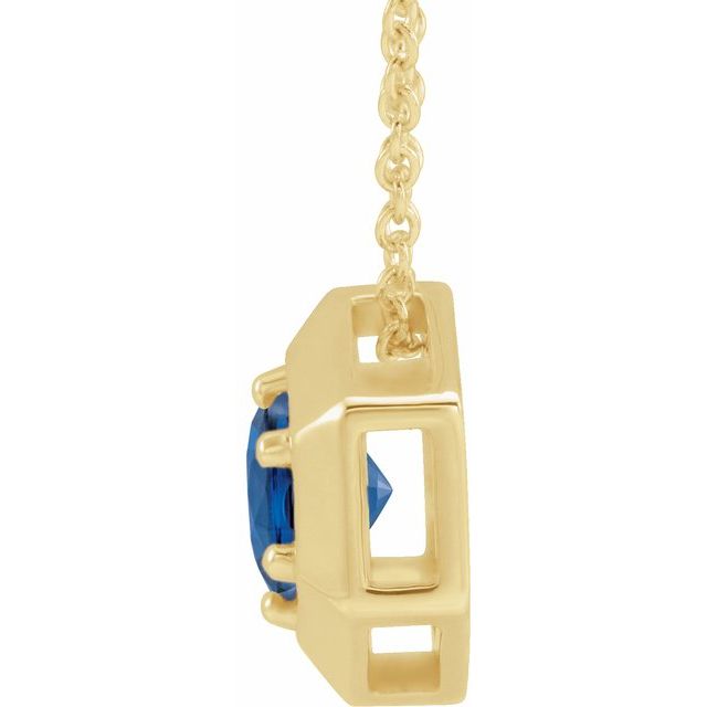 Round Natural Blue Sapphire Geometric Necklace