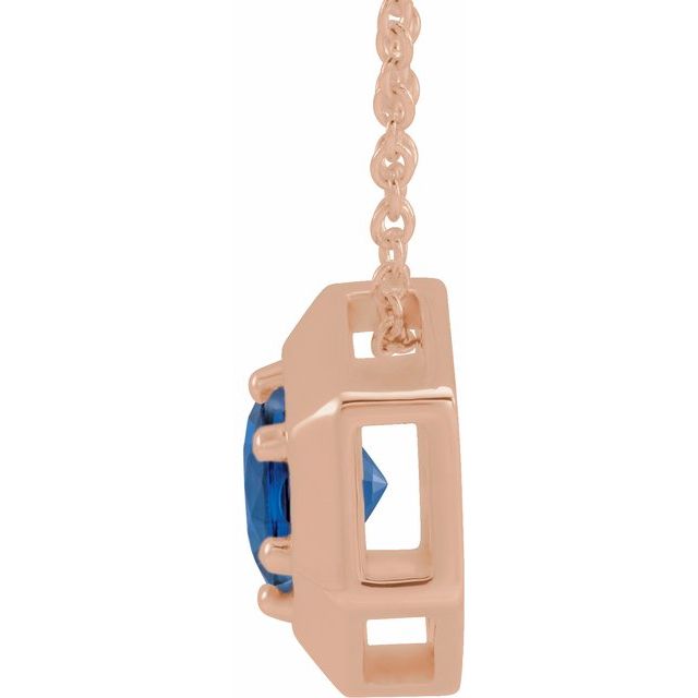 Round Natural Blue Sapphire Geometric Necklace