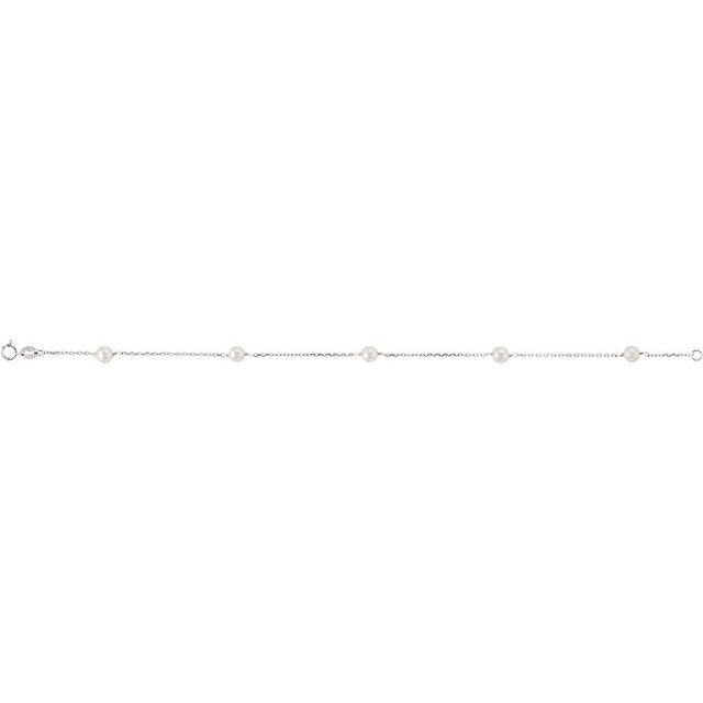 Cultured White Freshwater Pearl 5-Station Bracelet