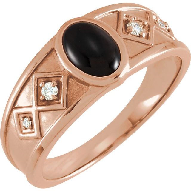 Oval Natural Black Onyx & .05 CTW Natural Diamond Ring