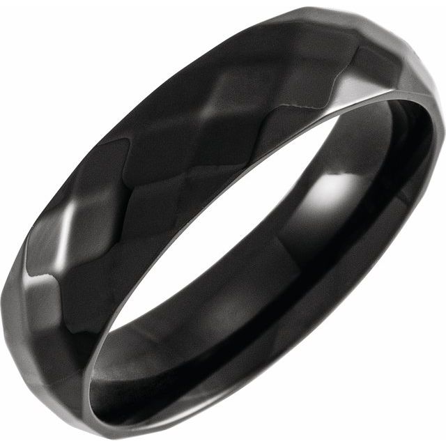 Black PVD Titanium 6mm Faceted Band