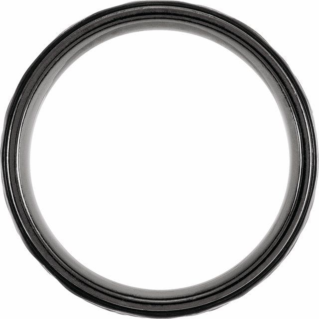 Black Titanium 8mm Grooved Flat Edge Band