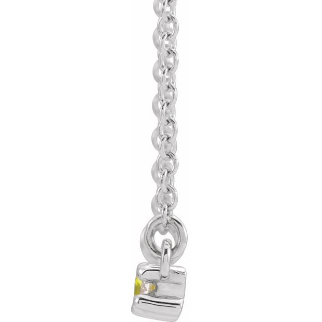 Straight baguette Natural Peridot & 1/8 CTW Natural Diamond Necklace