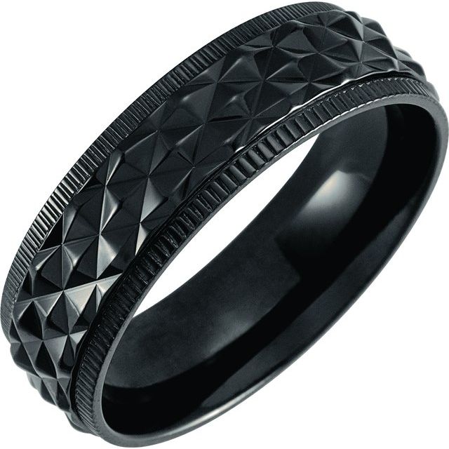 Titanium 7mm Patterned Coin Edge Band