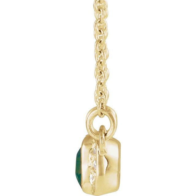 Emerald Lab-Grown Alexandrite & .02 CTW Natural Diamond Bar Necklace