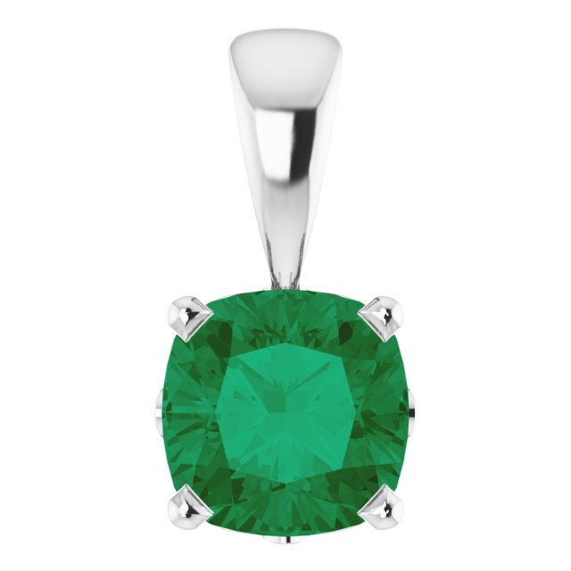 Cushion Lab-Grown  Emerald Pendant