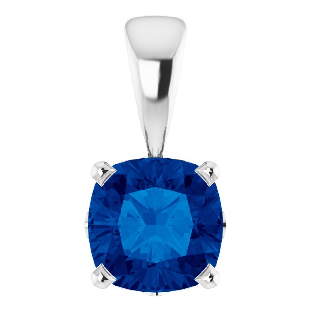 Cushion Lab-Grown Blue Sapphire Pendant