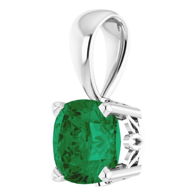 Cushion Lab-Grown  Emerald Pendant