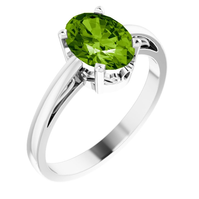 8x6mm Oval Natural Peridot Ring