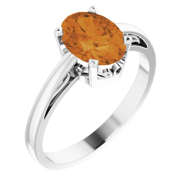 8x6mm Oval Natural Citrine Ring