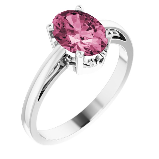 8x6mm Oval Natural Pink Tourmaline Ring