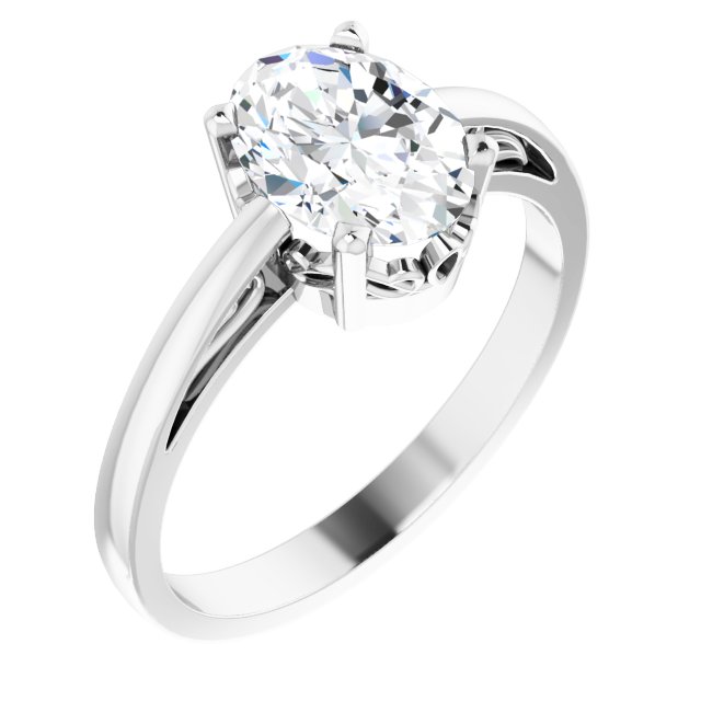 8x6mm Oval Natural White Sapphire Ring