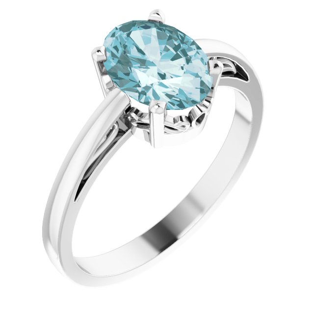 8x6mm Oval Natural Sky Blue Topaz Ring