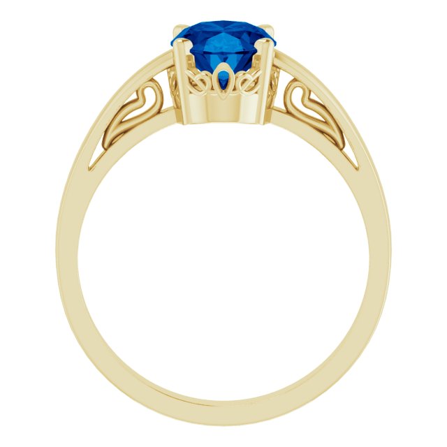 8x6mm Oval Lab-Grown Blue Sapphire Ring