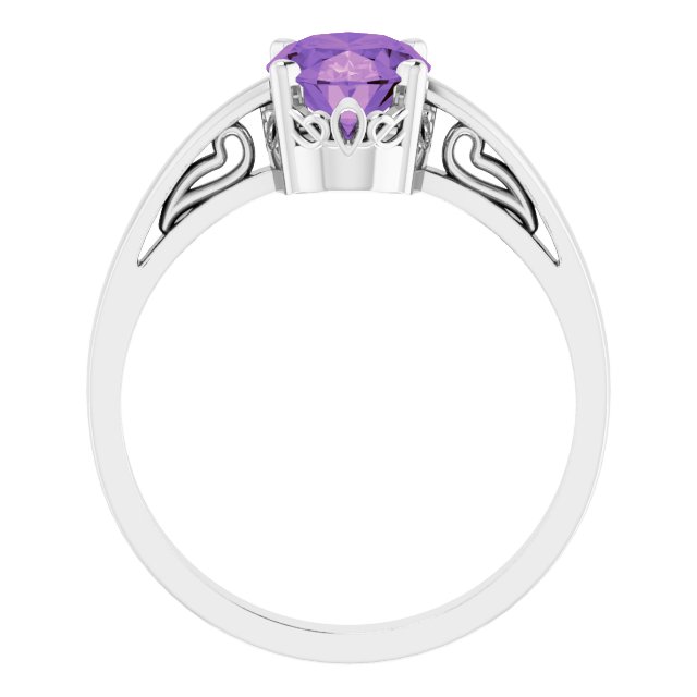 8x6mm Oval Natural Amethyst Ring