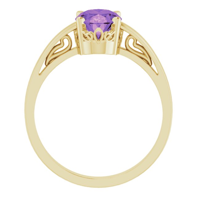 8x6mm Oval Natural Amethyst Ring