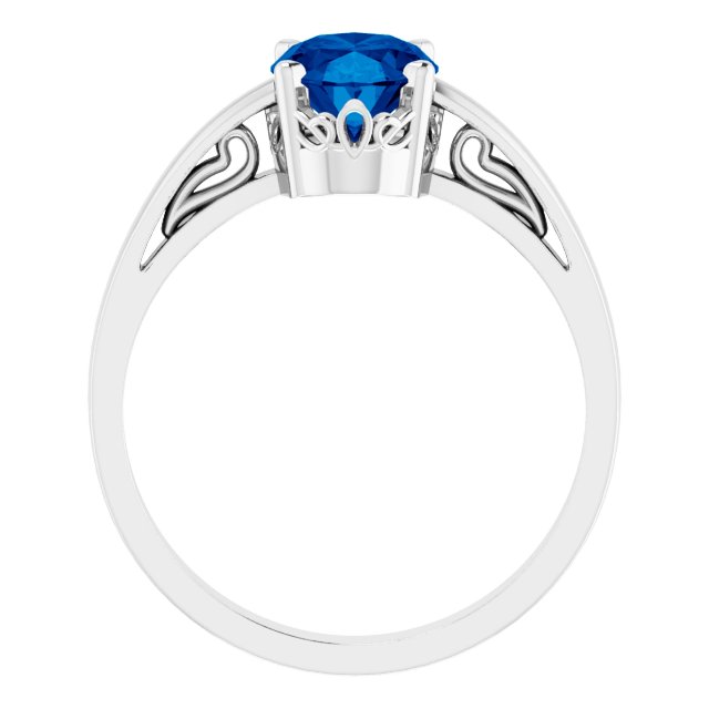 8x6mm Oval Lab-Grown Blue Sapphire Ring