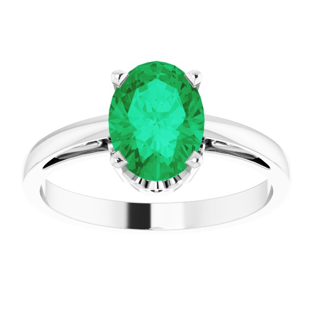 8x6mm Oval Lab-Grown Emerald Ring