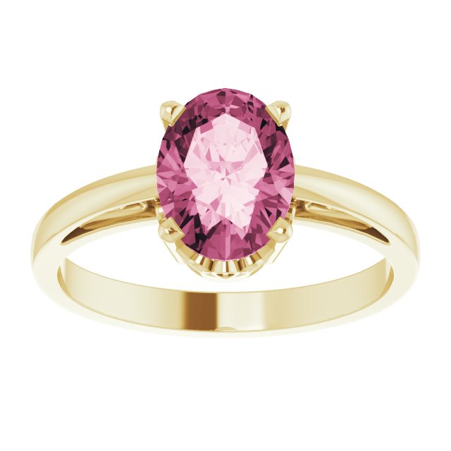 8x6mm Oval Natural Pink Tourmaline Ring
