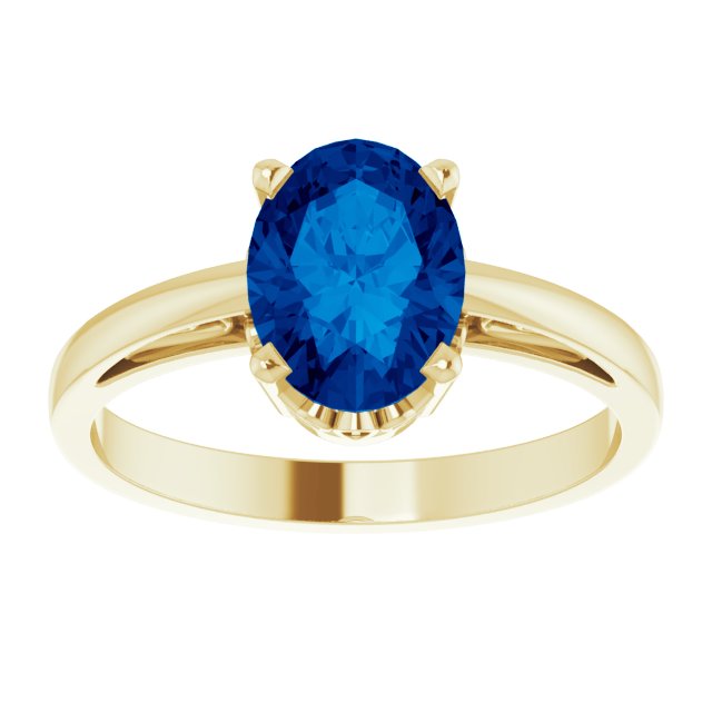 8x6mm Oval Lab-Grown Blue Sapphire Ring