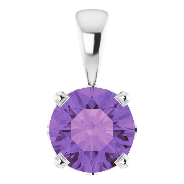 Round Natural Amethyst Scroll Setting Pendant