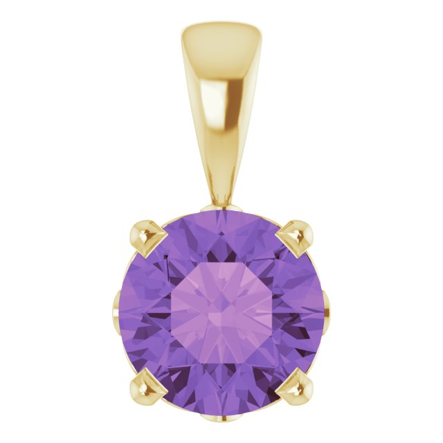 Round Natural Amethyst Scroll Setting Pendant