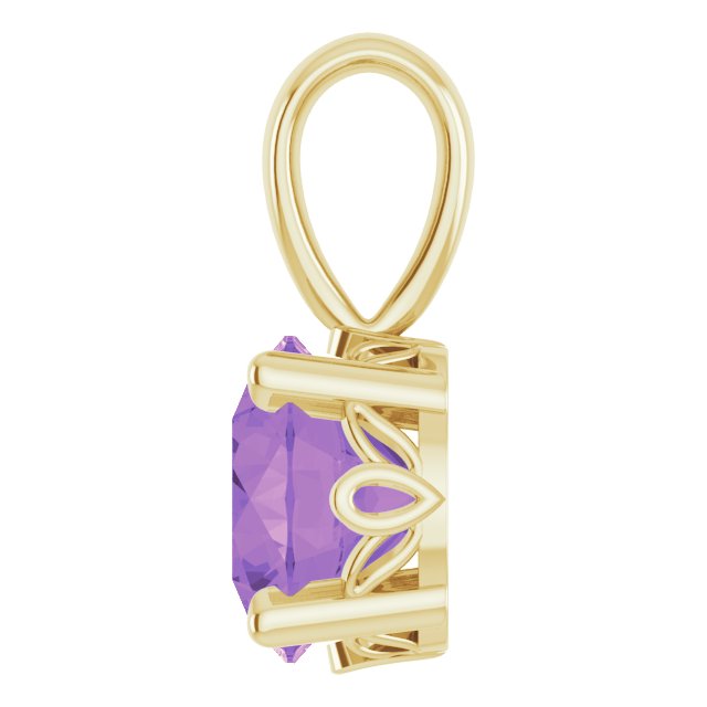 Round Natural Amethyst Scroll Setting Pendant