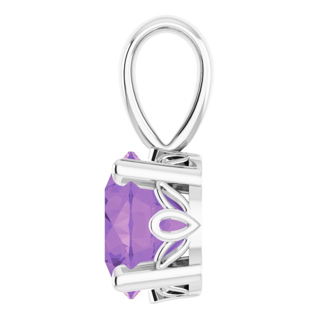 Round Natural Amethyst Scroll Setting Pendant