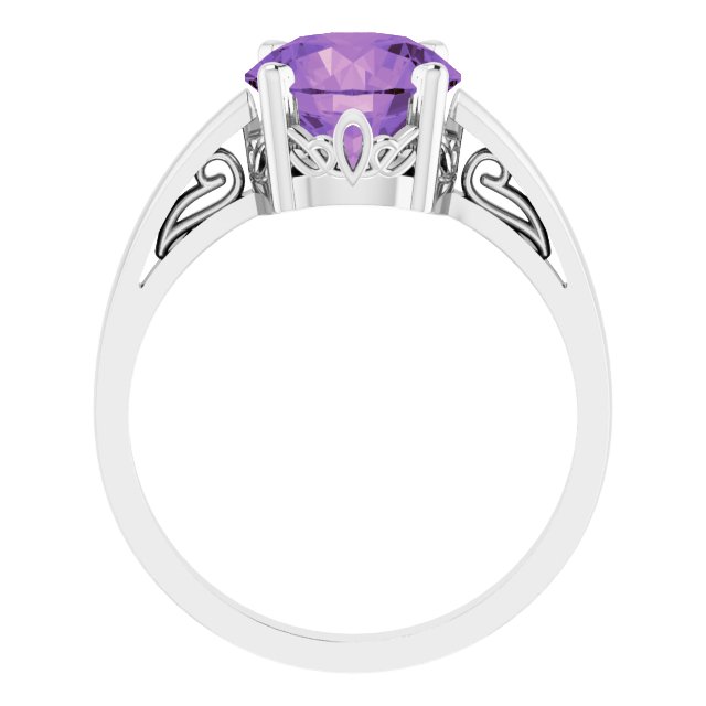 Round Natural Amethyst Ring