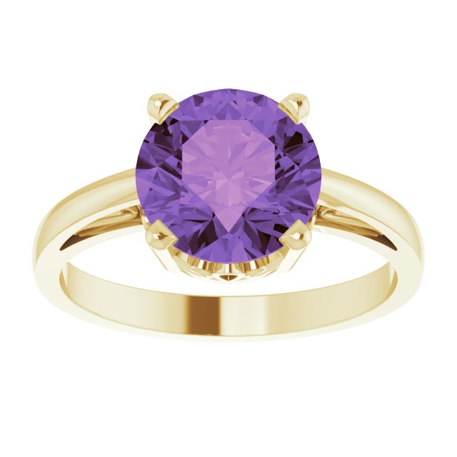 Round Natural Amethyst Ring