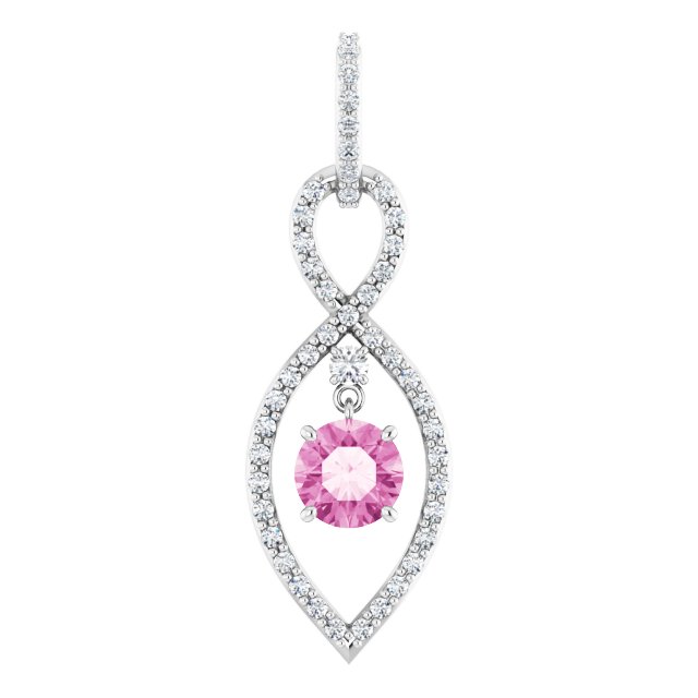 Round Natural Pink Sapphire & 3/8 CTW Diamond Pendant