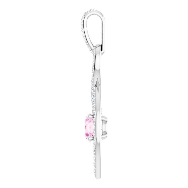 Round Natural Pink Sapphire & 3/8 CTW Diamond Pendant