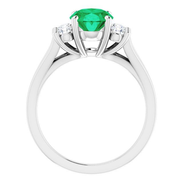 Lab-Grown Emerald & 1/4 CTW Natural Diamond Ring