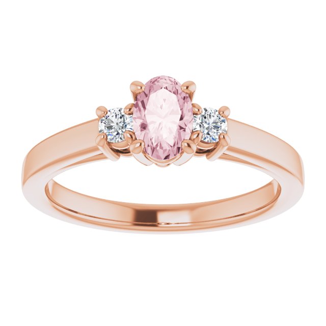 6x4mm Oval Natural Pink Morganite & 1/8 CTW Natural Diamond Ring