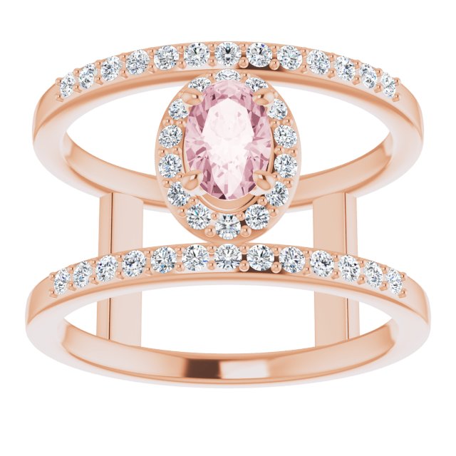 Oval Natural Morganite & 1/3 CTW Natural Diamond Ring
