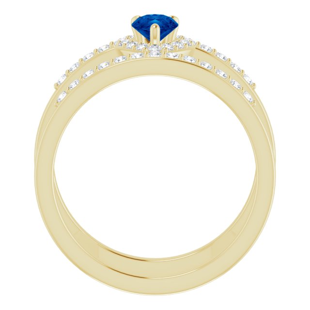 Pear Lab-Grown Blue Sapphire & 1/3 CTW Natural Diamond Ring
