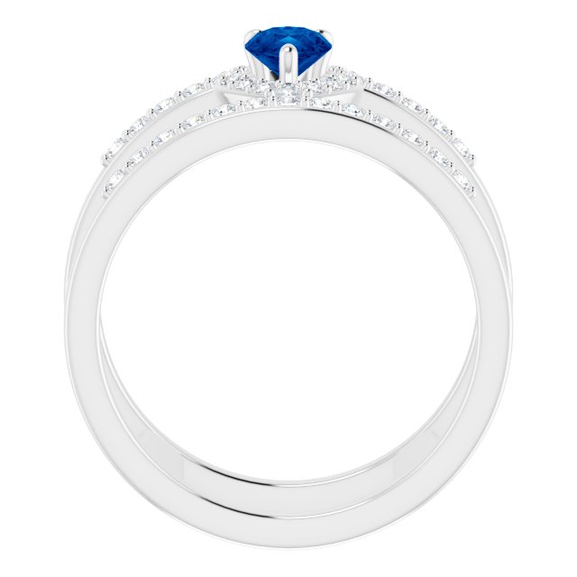 Pear Lab-Grown Blue Sapphire & 1/3 CTW Natural Diamond Ring