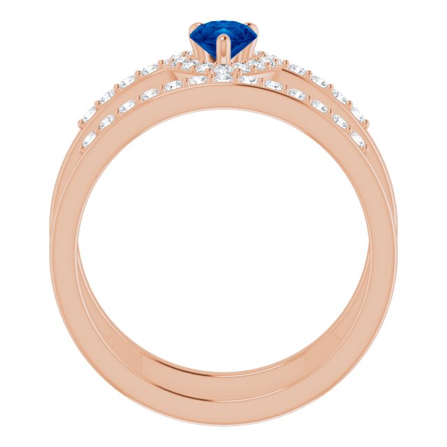 Pear Lab-Grown Blue Sapphire & 1/3 CTW Natural Diamond Ring