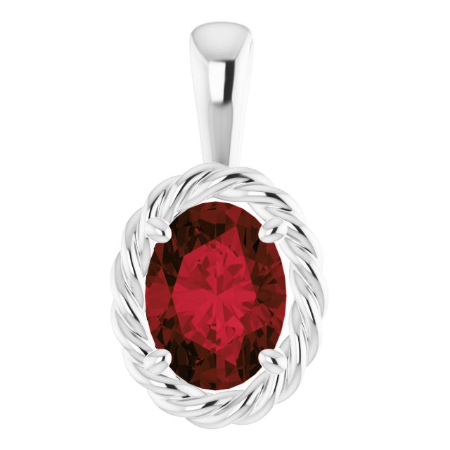 Oval Natural Mozambique Garnet Rope Pendant
