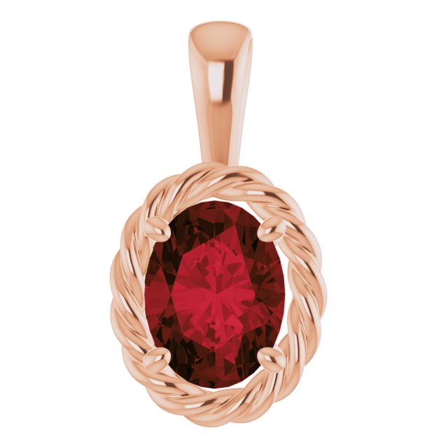 Oval Natural Mozambique Garnet Rope Pendant