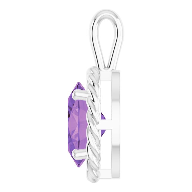 Oval Natural Amethyst Rope Pendant
