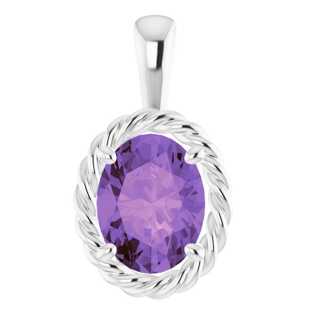 Oval Natural Amethyst Rope Pendant