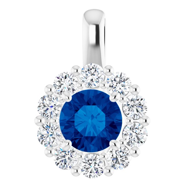 Natural Blue Sapphire & 1/2 CTW Natural Diamond Pendant