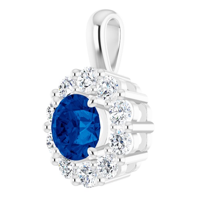 Natural Blue Sapphire & 1/2 CTW Natural Diamond Pendant